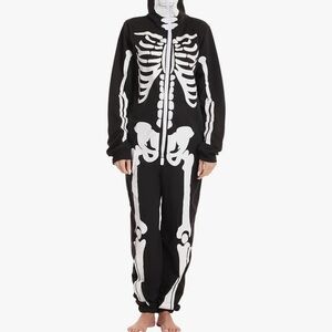 Amazon Skeleton Print Black and White Jumpsuit Onsie